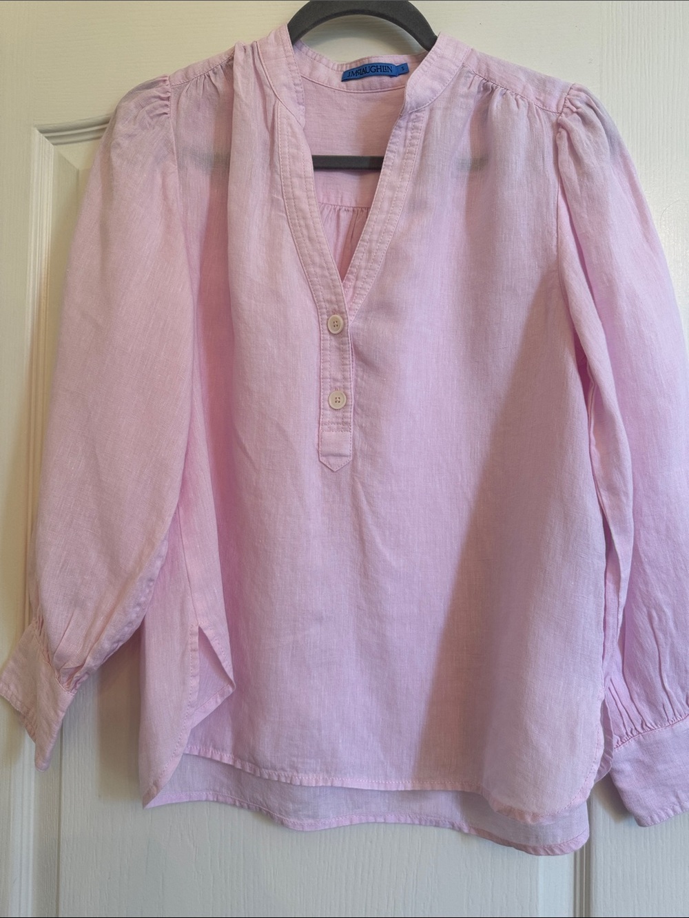 J. McLaughlin Women’s linen Light Pink Long-Sleeve Pullover Blouse